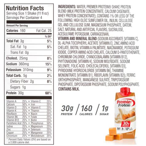 Caramel Nutritional Lable