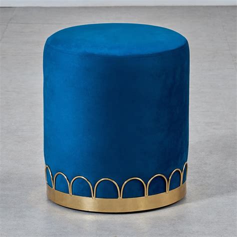 Buy Flora Fabric Pouffe - Blue from Home Centre at just INR 1995.0