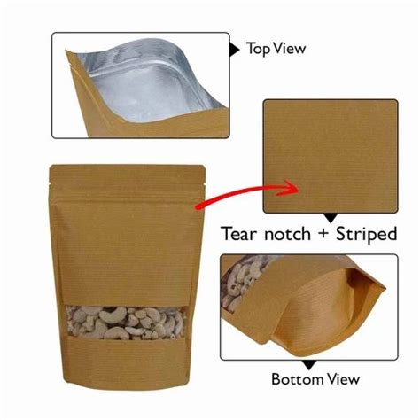Kraft Paper Pouches - Kraft Paper Stand Up Pouches With Rectangle ...