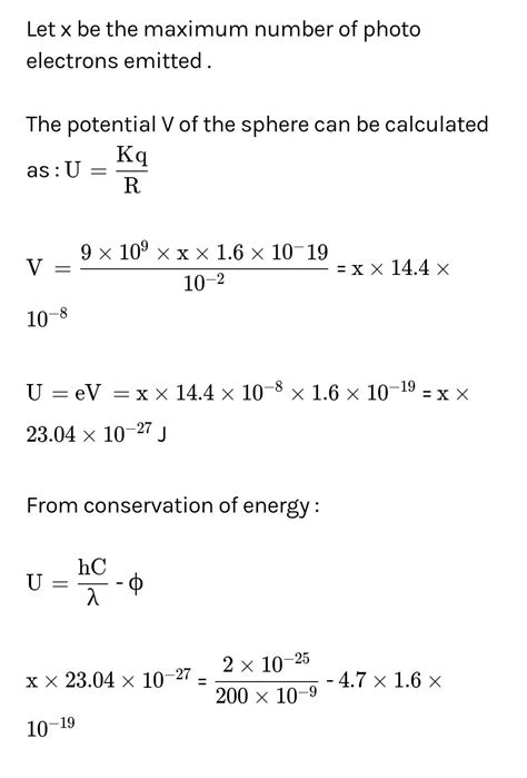 Q.12. a silver sphere of radius i cm and work function 4.7 ev is ...