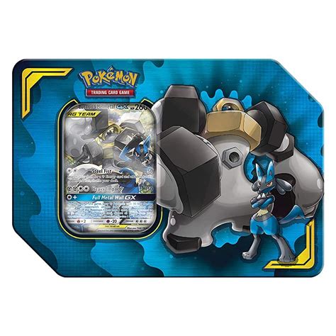 Pokemon TCG: Tag Team Lucario & Melmetal Tin | 4 Booster Pack | 1 Metal ...
