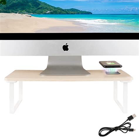 Buy Homeries Computer Monitor Stand with Wireless Qi-Certified 10W Fast ...