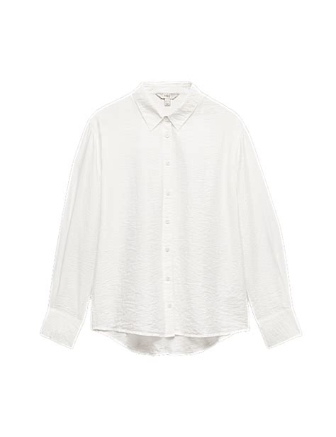 Buy Textured Collared Button Through Shirt at Marks & Spencer