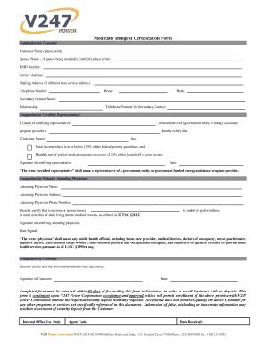 Fillable Online Medically Indigent Certification Form - V247 Power Fax ...