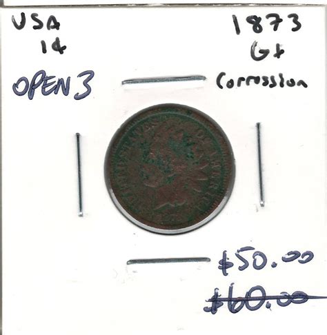 United States: 1873 1 Cent Open 3 G6 with Corrosion - London Coin ...