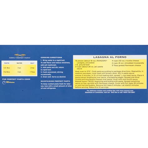 Ronzoni Lasagna Recipe On Back Of Box - Home Alqu