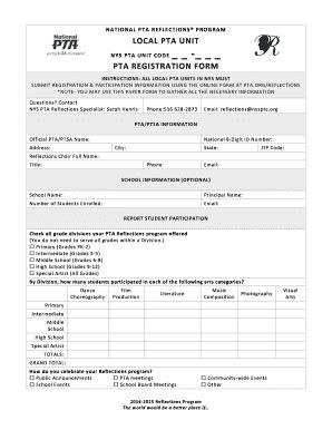 Pta Registration Form - Fill Online, Printable, Fillable, Blank | pdfFiller