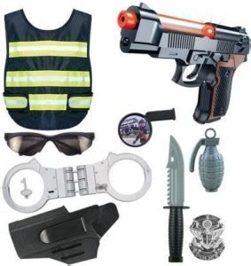 Dherik Tradworld Police Costume Uniform for Kids - 10 Pc Police Officer ...