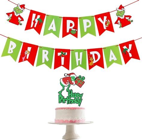 Buy Grinch Christmas Birthday Party Decorations, Red and Green Grinch ...