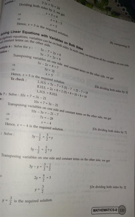 formulate five linear equation in one variable real life example 10 ...