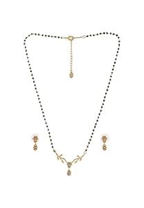 Estele 24 Kt Gold Plated Flower Drop Mangalsutra Necklaces : Amazon.in ...