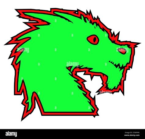 Cartoon style old ancient Welsh dragon in the colors of the flag of ...