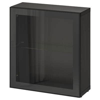 BESTÅ shelf unit with glass door, black-brown/Glassvik black/clear ...