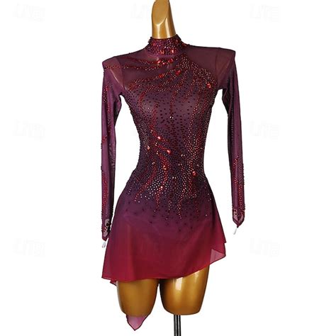 Figure Skating Dress Women's Girls' Ice Skating Dress Black Red Open ...