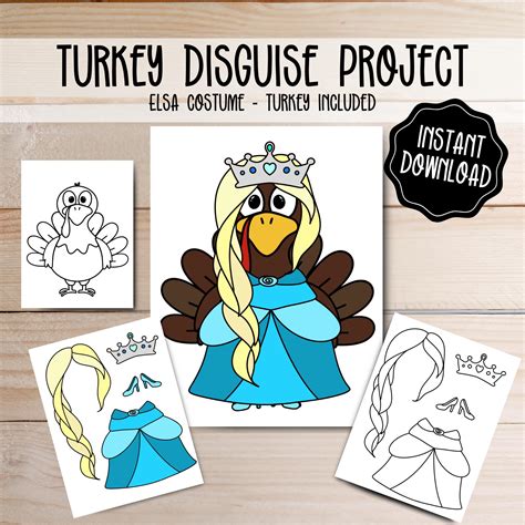 Turkey In Disguise Elsa Printable | Rossy Printable