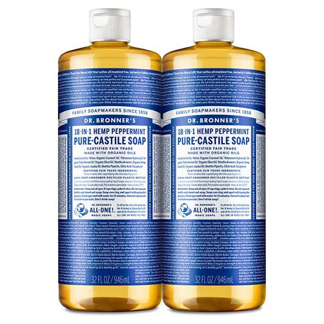 Dr. Bronner's Pure-Castile Liquid Soap Value Pack - Peppermint 32oz. (2 ...
