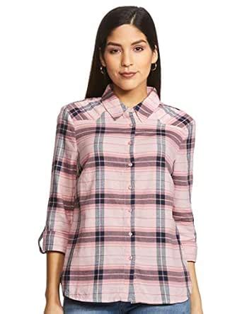 Buy VERO MODA Women's Checkered Regular Fit Shirt (2049724021_Foxglove ...