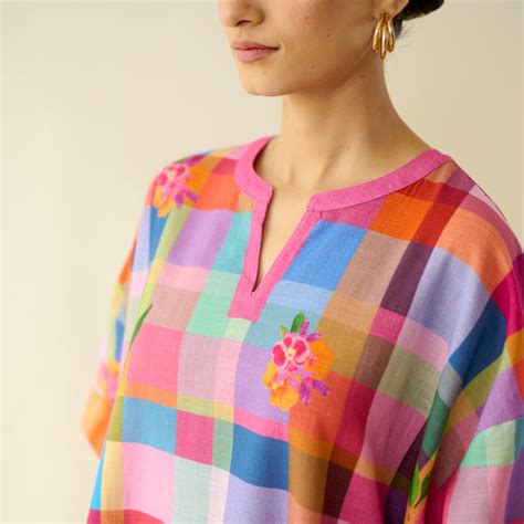 Buy Galleria Pure Slub Cotton Kurta - Multicolour | Rustorange