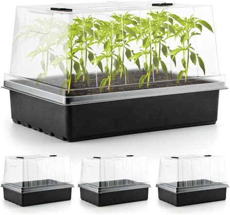 Amazon.com : 12-Pack Seed Starter Trays with 5'' Tall Humidity Domes ...