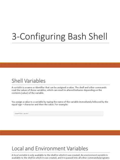 Configuring the Bash Shell: An Overview of Shell Variables, Paths, Initialization Files, Command ...