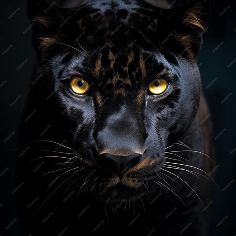 Premium AI Image | a black panther with yellow eyes