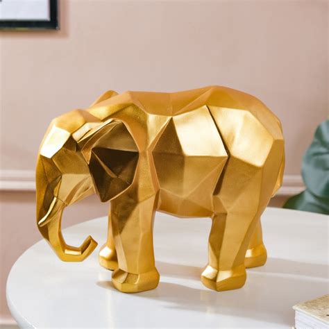 Abstract Elephant Figurine Gold Online - Premium Decor Object | Nestasia