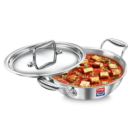 Prestige 20cm/1.6L Tri-Ply Stainless Steel Splendid Kadai with Lid|Gas ...