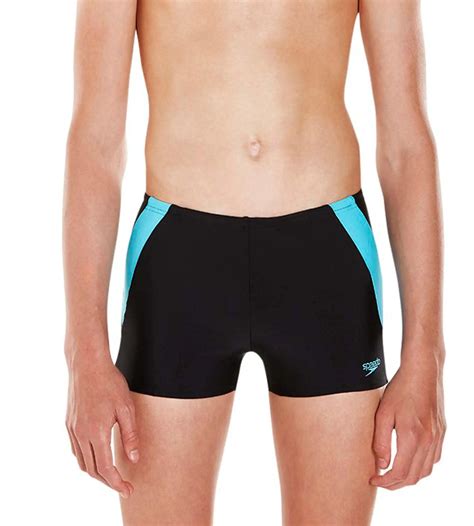 Buy Speedo Colour Block Aquashort Boys - Black & Amparo Blue - Swimwear ...