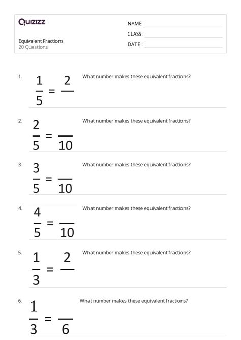 50+ Equivalent Fractions worksheets for 7th Class on Quizizz | Free ...