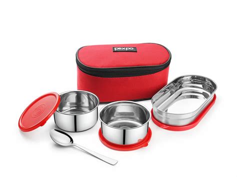 Pexpo Delight Steel Lunch Box 400 ML Red – apnidukaan.com
