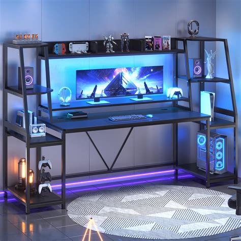 Sedeta Gaming Desk 78 8 With Led Lights Hutch Storage | Desertcart INDIA