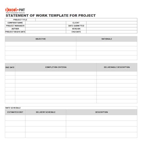 Image result for Project Management Statement of Work Example