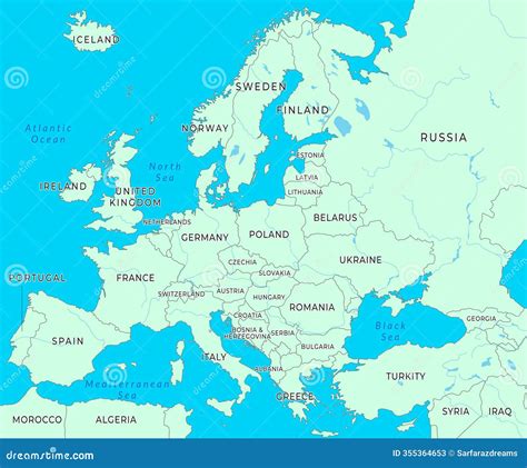 Europe Map Highlighting Countries And Borders Stock Image | CartoonDealer.com #355364653