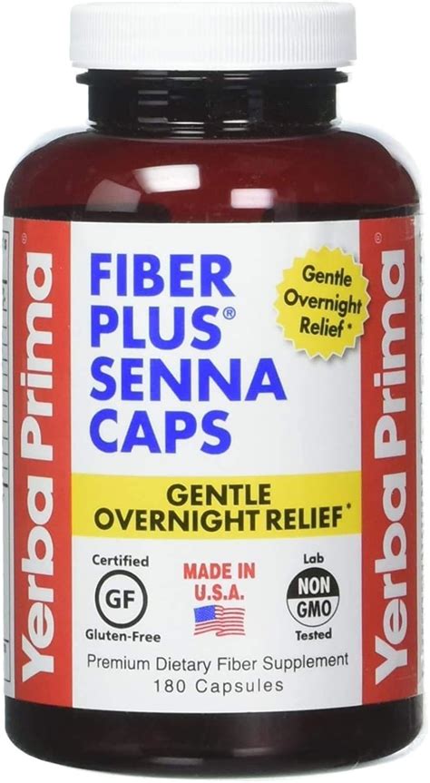 Buy Yerba Prima Fiber Plus Senna Capsules, 180-Count Online at Lowest ...
