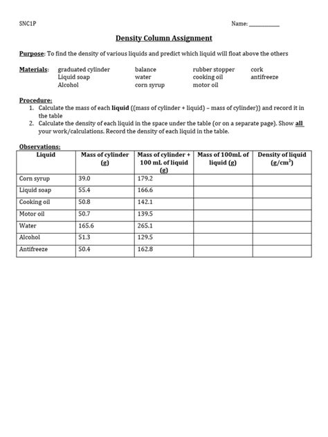 Density Column Worksheet 的图像结果