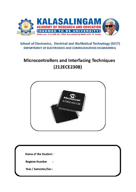 212ECE2308 - Lab Manual: Microcontrollers & Interfacing Techniques ...