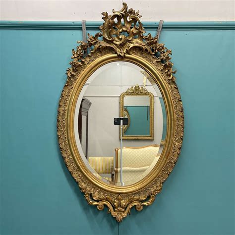 Large French Oval Gilt Antique Mirror With Bevelled Glass in Antique ...