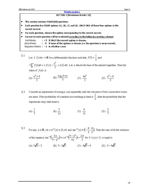2023 2 English - Best notes for ba - Q. Let f :[1, ) be a ...