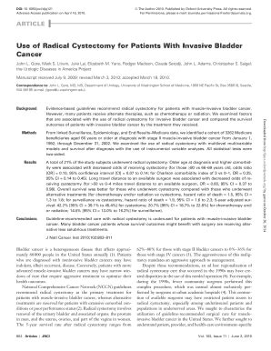 Fillable Online jnci oxfordjournals Use of radical cystectomy for ...