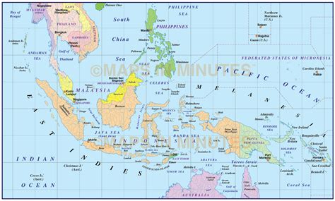 Malaysia/Indonesia Simple Political Map @10M scale in Illustrator and editable PDF formats