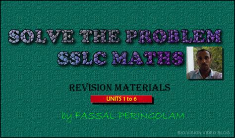 SSLC MATHS SOLVED PROBLEMS UNITS 1 to 6