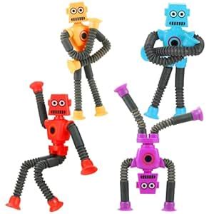 Buy XONTEUS Robot Pop Tubes Fidget Toys (4 Pack) - Sensory Toys for ...
