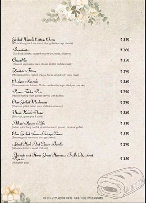 Menu at The Colonial Palate, Mumbai