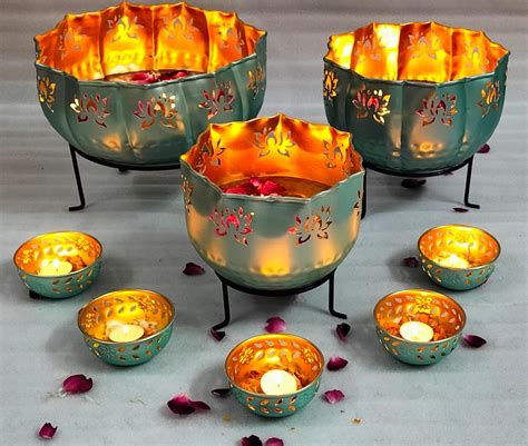 PC Home Decor | 8 Piece Green Lotus Urli Set, Green – PC HOME DECOR
