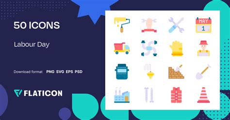 Labour Day Icon Pack | Color fill | 50 .SVG Icons