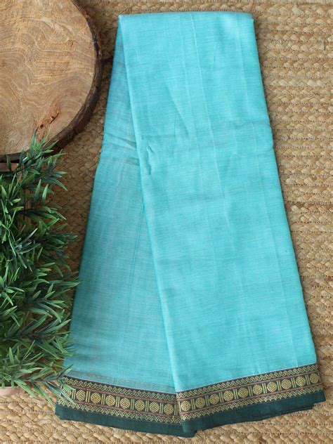 Blue Dharwad Cotton Dress Material With Woven Borders – Weaves of Tradition