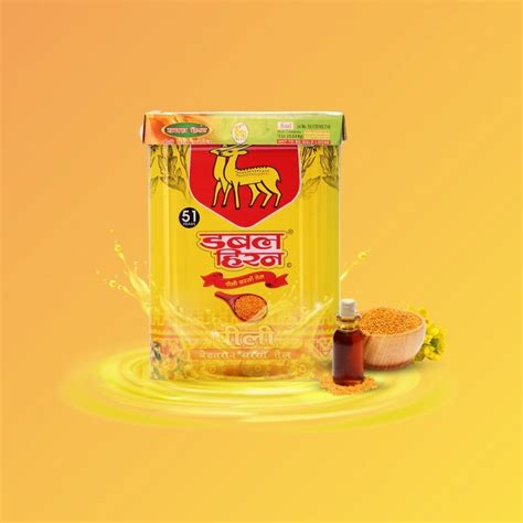 15 Ltr. Tin Yellow Double Hiran Kacchi Ghani Mustard Oil - Double Hiran