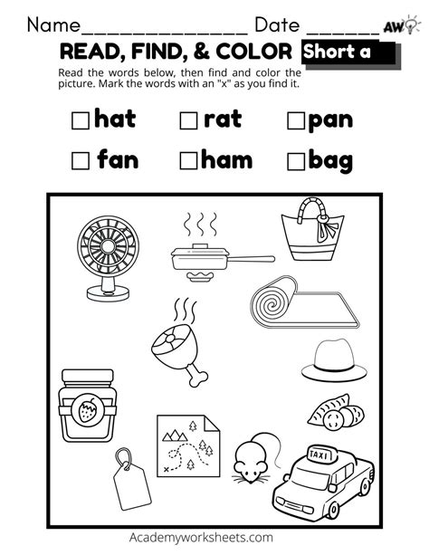 Short a Phonics Worksheets CVC - Academy Worksheets
