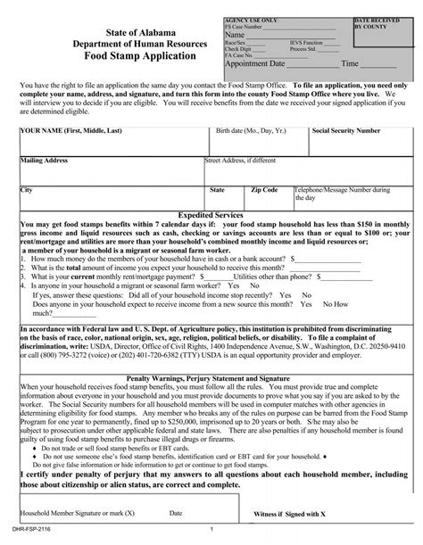 Food Stamp Application - Alabama Department of Human Resources