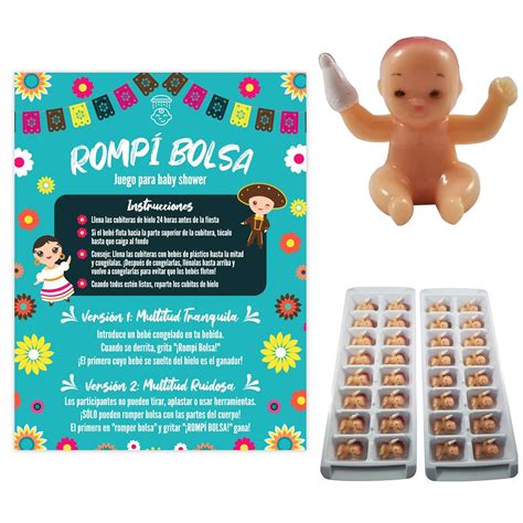 ROMPÍ BOLSA Juego Para Baby Shower Incluye 36 Bebés de (3.81cm) y dos ...